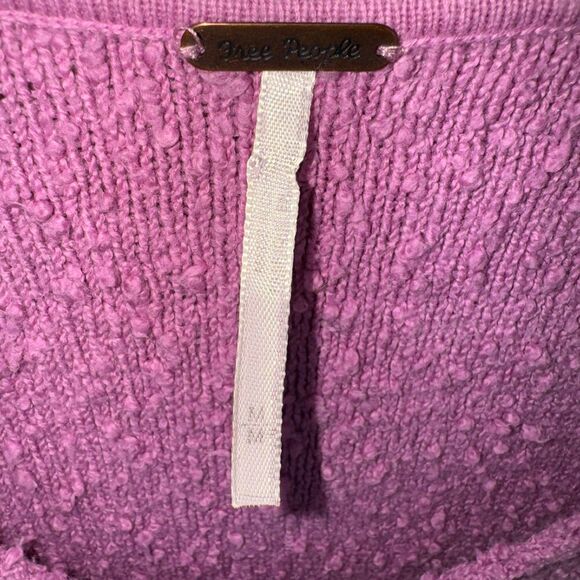 Free People Found My Friend Boucle Sweater Size Medium Slouchy Oversized Purple - Picture 5 of 5